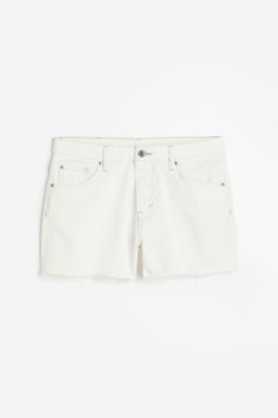 H&M - Women White 90S Boyfriend Fit Low Denim Shorts