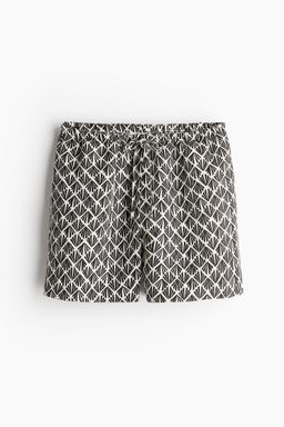 H&M - Women Black Linen-Blend Pull-On Shorts