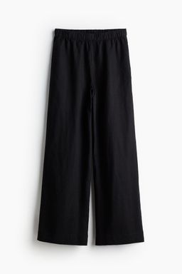 H&M - Women Black Wide Linen Trousers