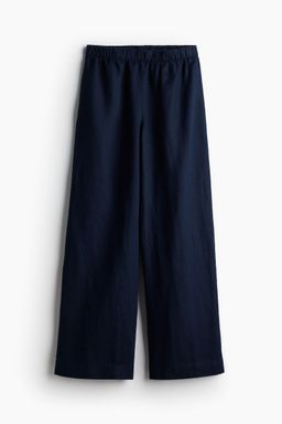H&M - Women Blue Wide Linen Trousers