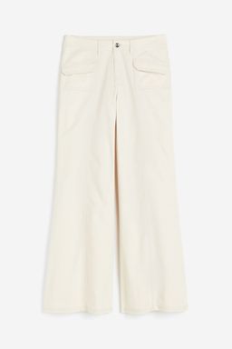 H&M - Women Beige Wide Twill Trousers