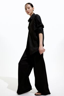 H&M - Women Black Wide Pull-On Trousers