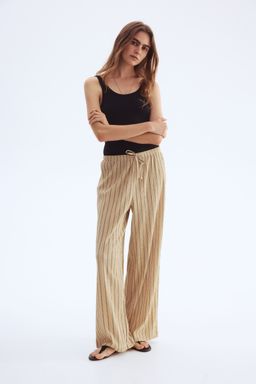 H&M - Women Beige Wide Pull-On Trousers