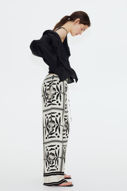 H&M - Women White Wide Pull-On Trousers