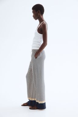 H&M - Women Beige Wide Pull-On Trousers