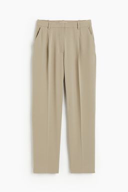 H&M - Women Beige Wide Crease-Leg Trousers