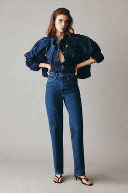 H&M - Women Blue Slim Straight High Ankle Jeans