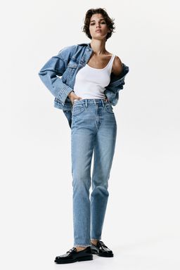 H&M - Women Blue Slim Straight High Ankle Jeans