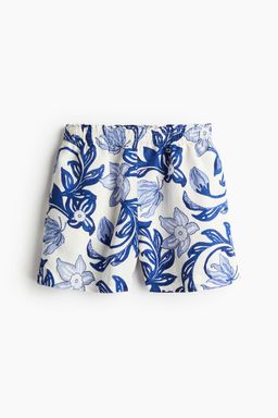 H&M - Women Blue Linen-Blend Pull-On Shorts