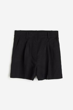 H&M - Women Black Linen-Blend Shorts