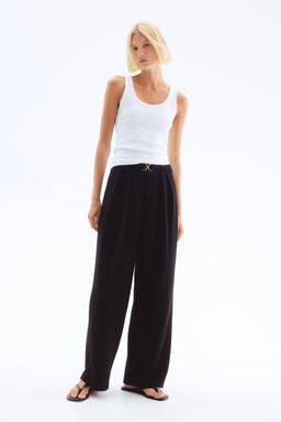 H&M - Women Black Buckle-Detail Tailo Trousers