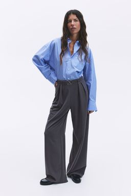 H&M - Women Grey Buckle-Detail Tailo Trousers