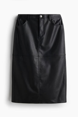 H&M - Women Black Coated Midi Skirt