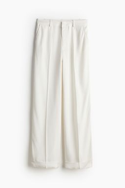 H&M - Women White Tailo Turn-Up Trousers