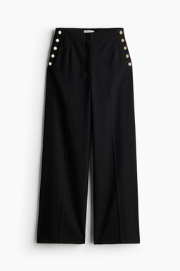 H&M - Women Black Button-Detail Trousers