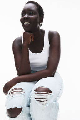 H&M - Women Blue Curvy Fit Wide Ultra High Jeans