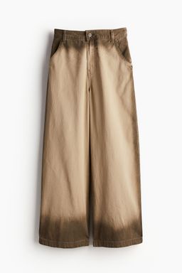 H&M - Women Beige Baggy Twill Trousers