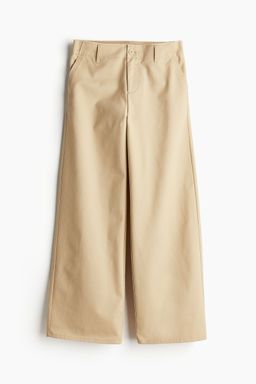 H&M - Women Beige Raw-Edge Twill Chinos