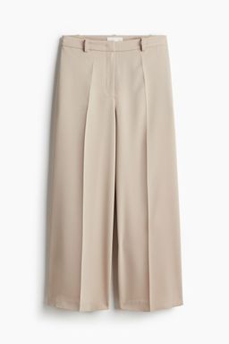 H&M - Women Beige Wide Twill Trousers