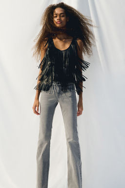 H&M - Women Grey Fla Low Jeans