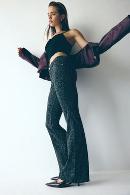 H&M - Women Grey Fla Low Jeans