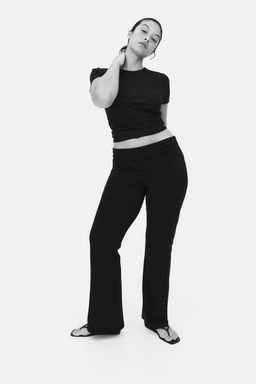 H&M - Women Black Fla Jersey Trousers