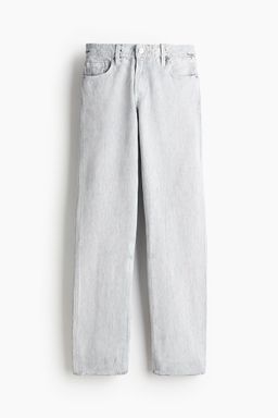 H&M - Women Grey Crackled-Look Twill Trousers