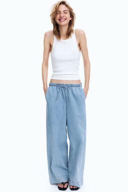 H&M - Women Blue Denim Pull-On Trousers