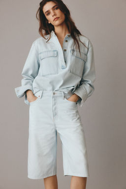 H&M - Women Blue High Knee Denim Shorts