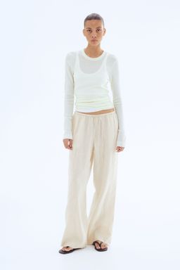 H&M - Women Beige Linen Drawstring Trousers