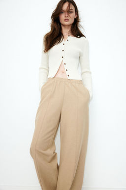 H&M - Women Beige Linen-Blend Trousers