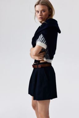 H&M - Women Blue Linen-Blend Shorts