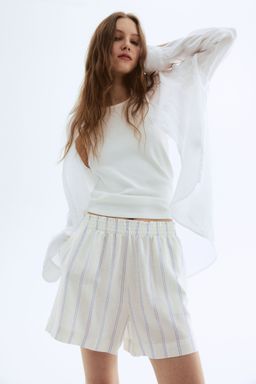 H&M - Women Blue Linen-Blend Shorts