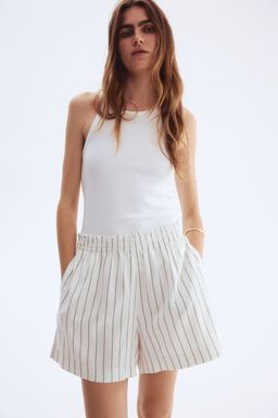 H&M - Women White Linen-Blend Shorts