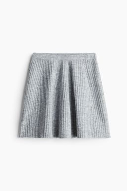 H&M - Women Grey Rib-Knit A-Line Mini Skirt