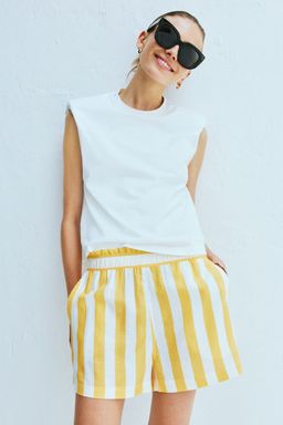 H&M - Women Yellow Linen-Blend Shorts