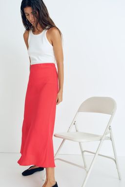 H&M - Women Red Crape Slip Skirt
