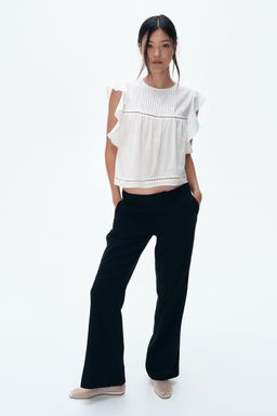 H&M - Women Black Linen-Blend Tailo Trousers
