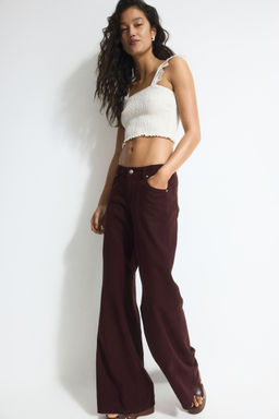 H&M - Women Brown Wide Linen-Blend Trousers