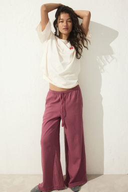H&M - Women Pink Linen-Blend Drawstring Trousers