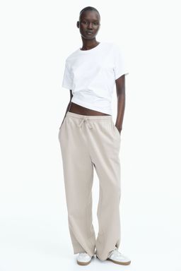 H&M - Women Beige Washed Cotton Sweatpants