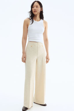 H&M - Women Beige Wide Trousers