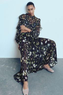 H&M - Women Black Chiffon Maxi Skirt