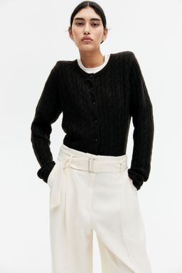 H&M - Women White Wide Belted Trousers