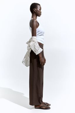 H&M - Women Brown Pull-On Twill Trousers