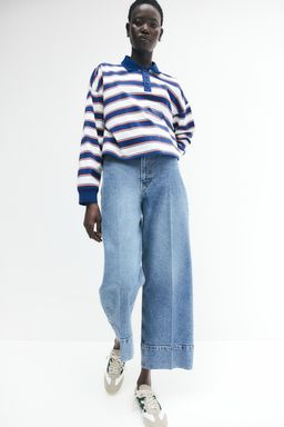 H&M - Women Blue Wide High Cropped Jeans