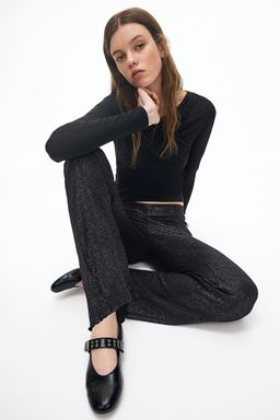 H&M - Women Black Smocked Fla Trousers
