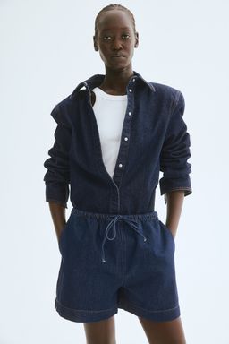 H&M - Women Blue Denim Drawstring Shorts
