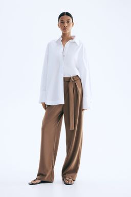 H&M - Women Brown Belted Trousers