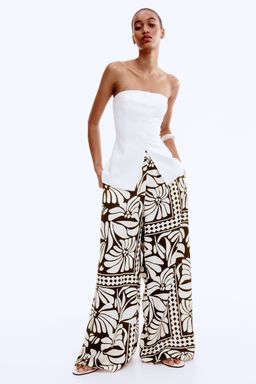 H&M - Women White Wide Pull-On Trousers